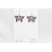 Women's butterfly earrings 925 Sterling silver red green zircon stones B 939